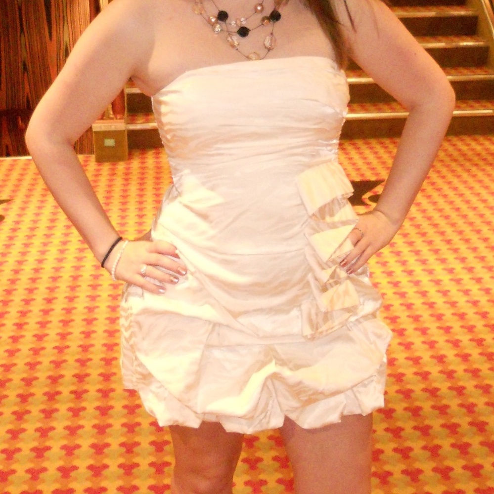 Off White Strapless Dress, Size 5
